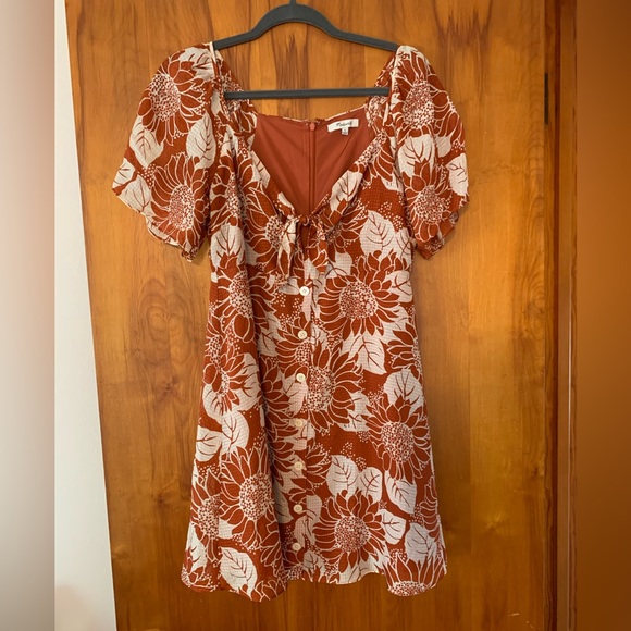 Madewell Silk Tie-Front Mini Dress in Sunflower Season - Picture 3 of 4